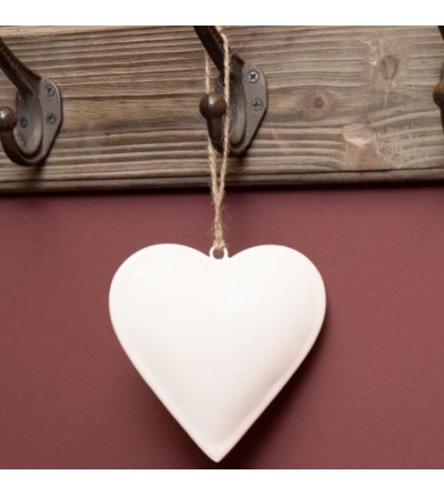 coeur grand blanc émail 13 cm