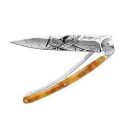 couteau Deejo, 37g, tortue claire / Aviation