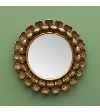 Miroir rond plumes dorées 40cm