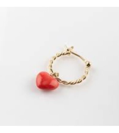 Boucle d'oreille mini créole coeur rouge