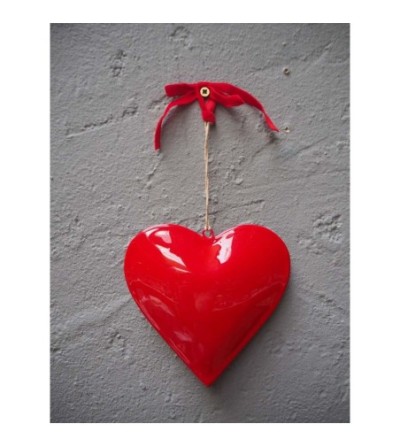 Grand coeur 15cm émail rouge XL