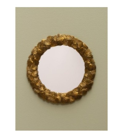 Miroir rond palmes d'or