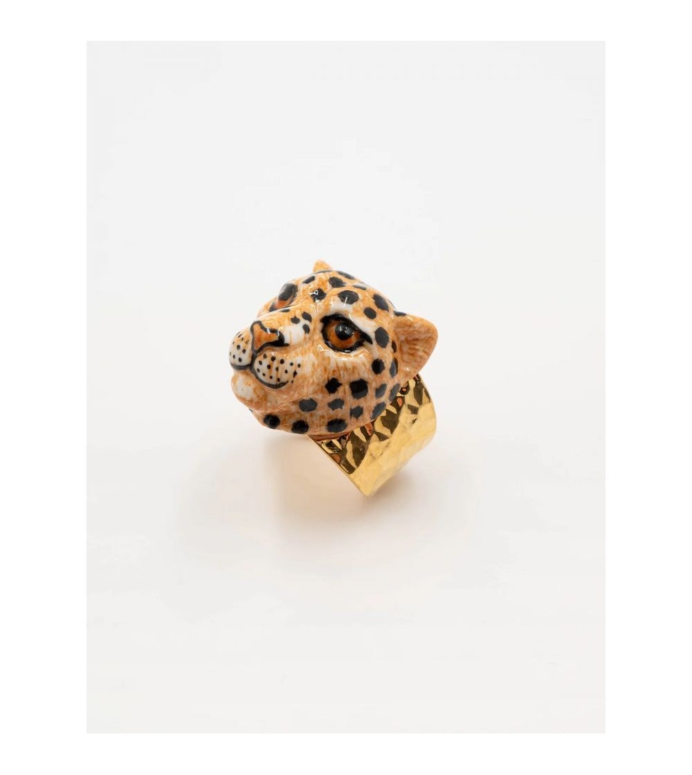 Bague léopard métal martelé