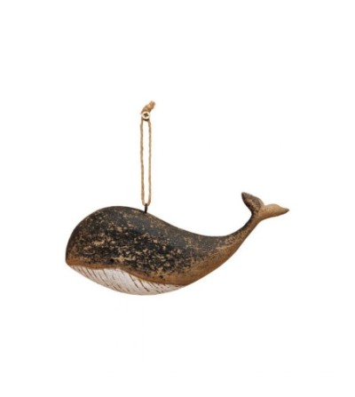 Petite suspension baleine noire en bois