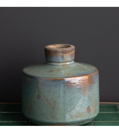 Vase bouteille large gris bleu