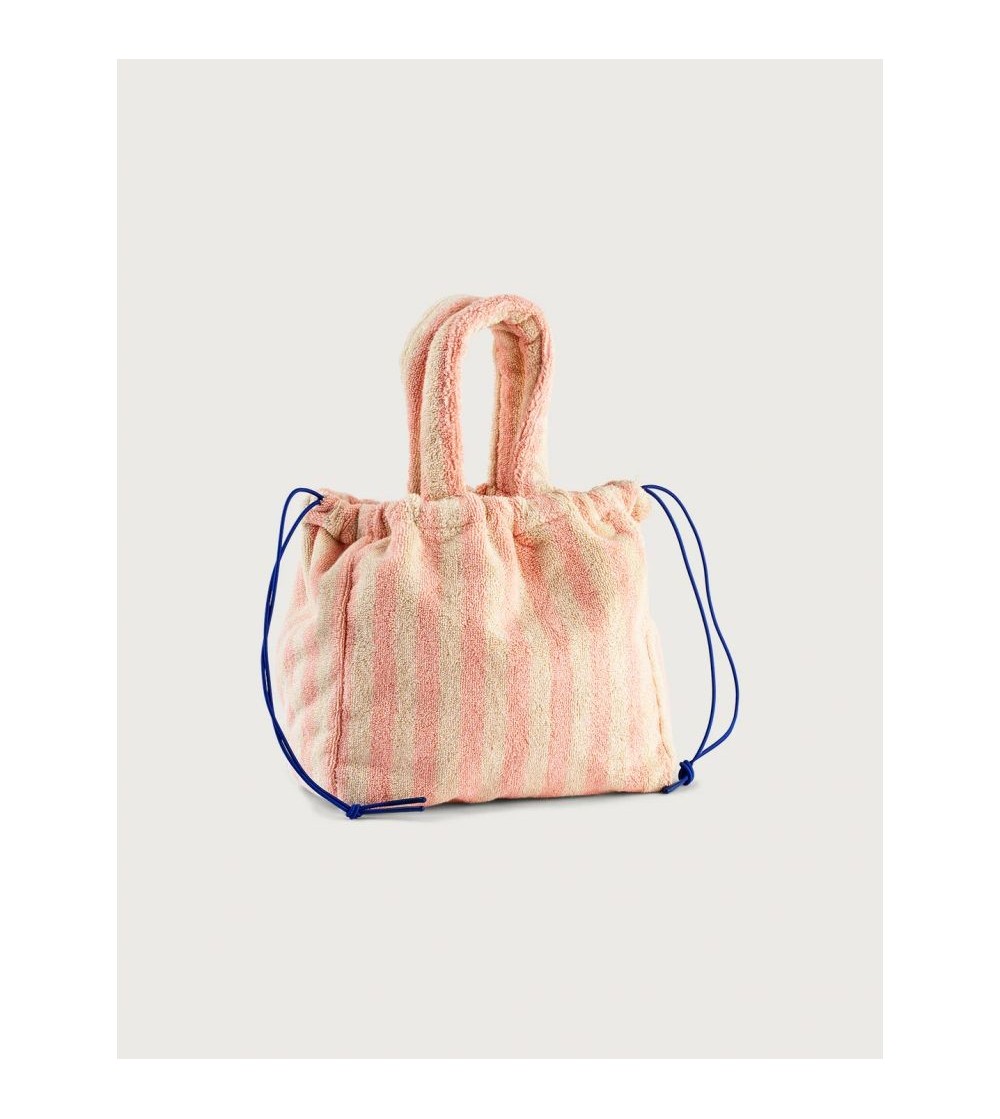 Petit sac éponge rayures rose et nude