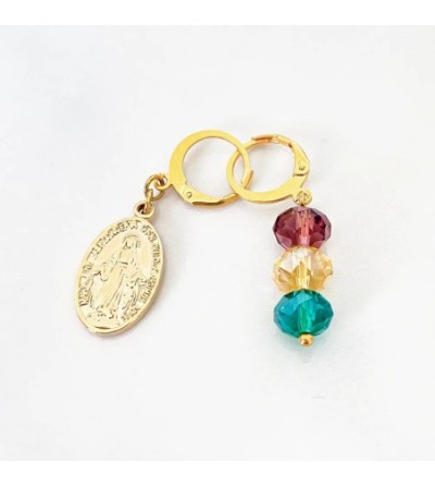 Boucle d'oreille perles & Marie violet