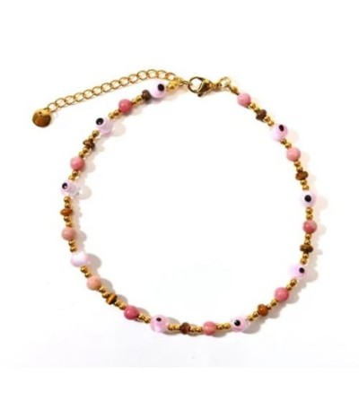 Bracelet de cheville perles rose