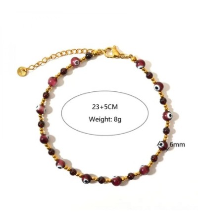 Bracelet de cheville en perle bordeau