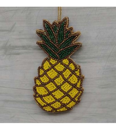 Suspension ananas jaune en perles